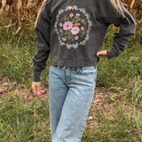 Pepper Dainty Floral Cropped Sweatshirt