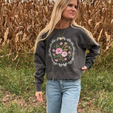 Pepper Dainty Floral Cropped Sweatshirt