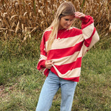 Free People Cherry Classic Stripe Crewneck
