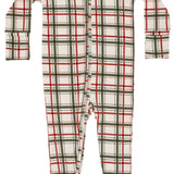 Double Plaid Zip Romper