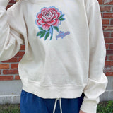 Cropped Peony Ivory Crewneck