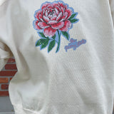 Cropped Peony Ivory Crewneck