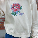Cropped Peony Ivory Crewneck