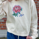 Cropped Peony Ivory Crewneck