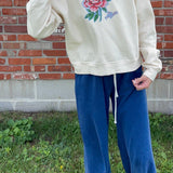 Cropped Peony Ivory Crewneck