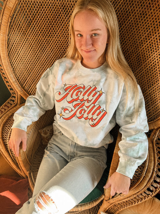 Holly Jolly Tie Dye Sweatshirt (Kids-Adult)