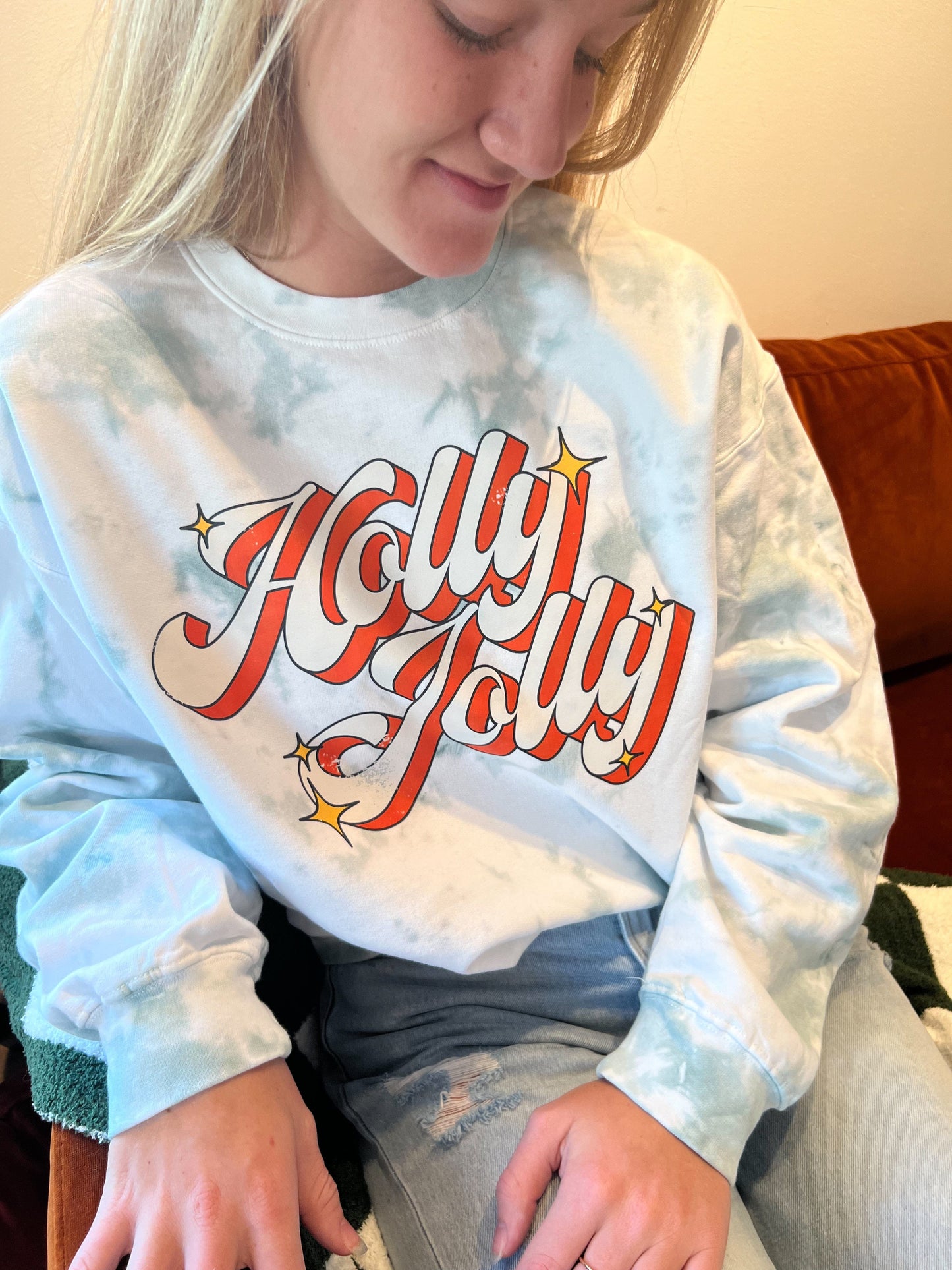 Holly Jolly Tie Dye Sweatshirt (Kids-Adult)
