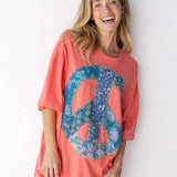 Oversized Coral Peace Tee