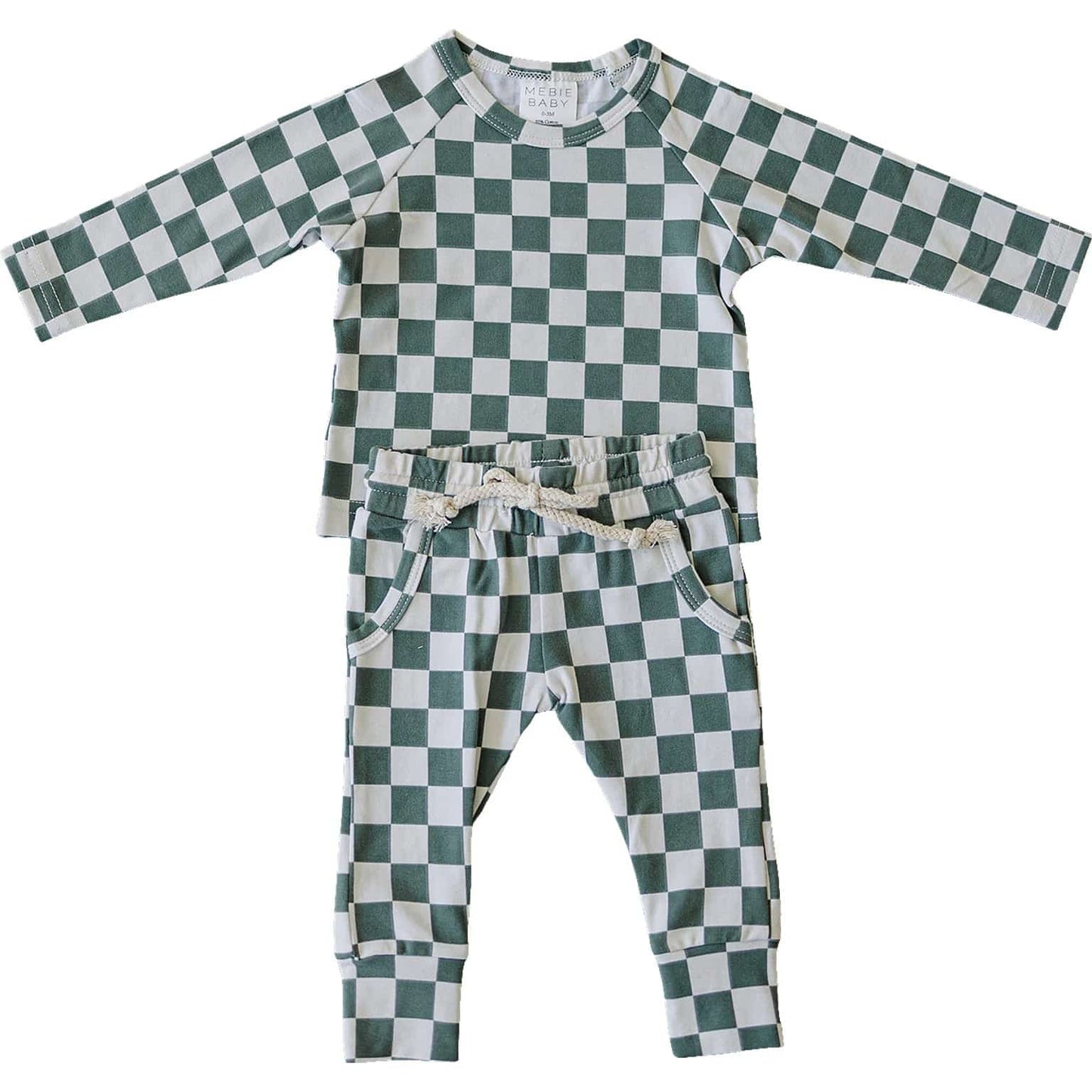 Green Checkered Two-piece Button Set