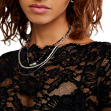 Free People Black Raising Eyebrows Lace Top