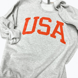 Gray and Red USA Crewneck