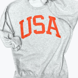 Gray and Red USA Crewneck