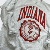 Gray and Red Peony Crewneck
