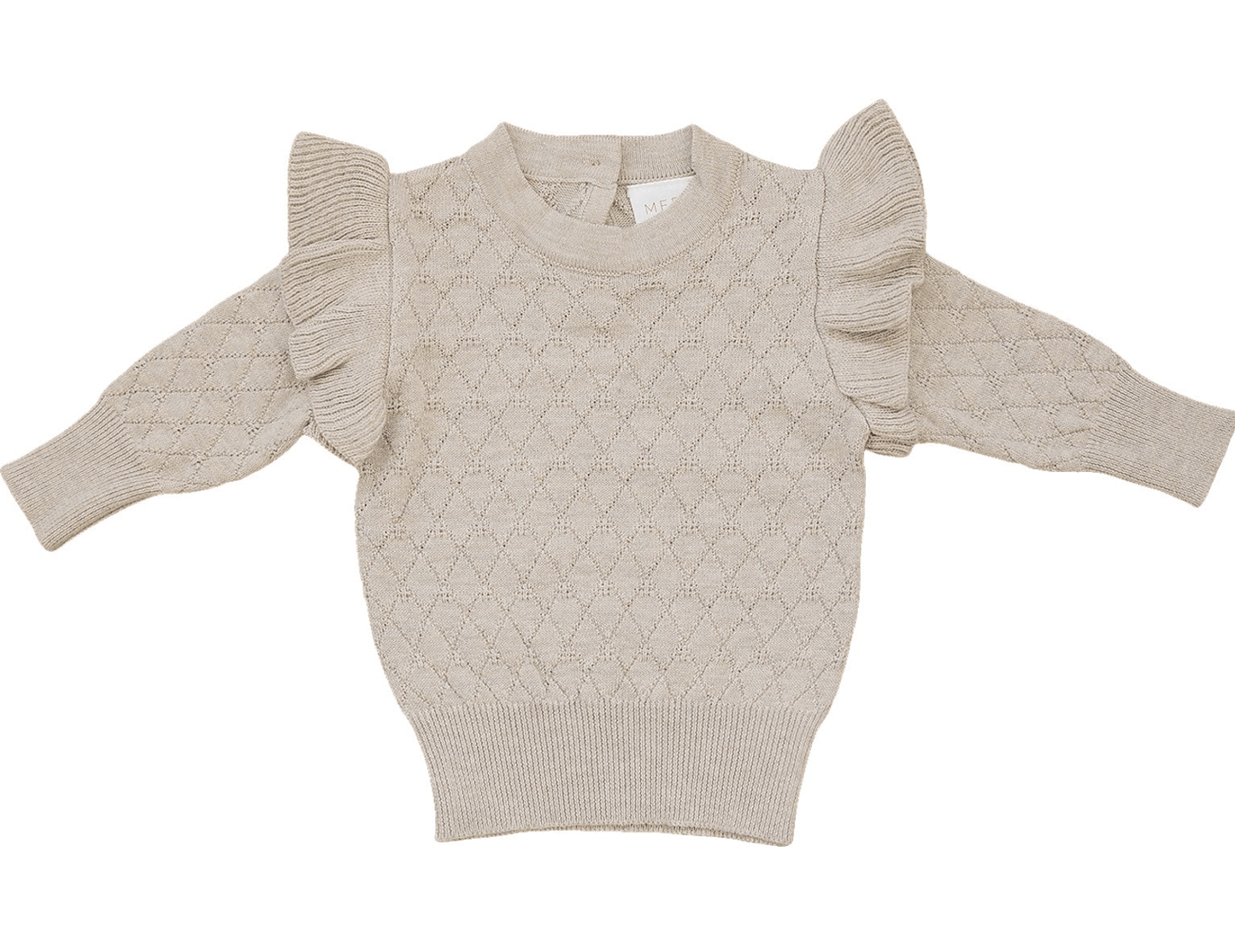 Oatmeal Knit Ruffle Sweater