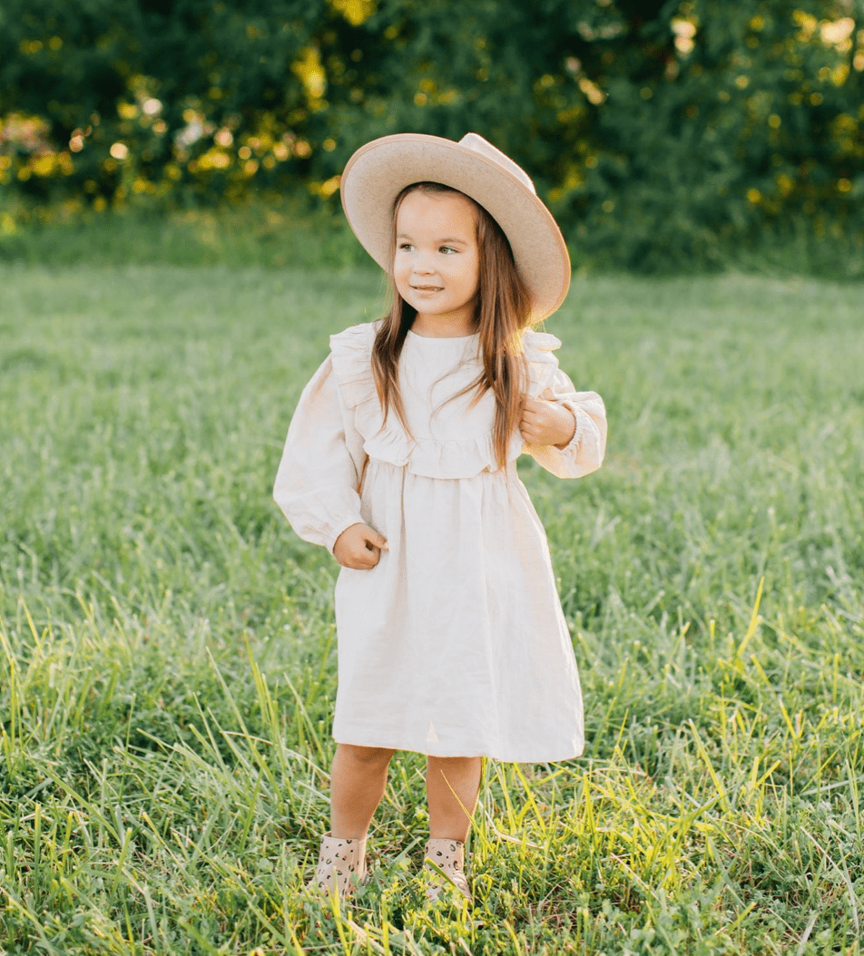Oatmeal Cotton Dress with Bloomers