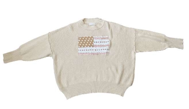 Adult Vintage Floral Stars & Stripes Sweater