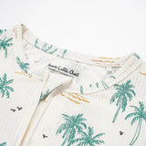 Palm Trees Small Ribbed Summer Zip Romper