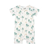 Palm Trees Small Ribbed Summer Zip Romper