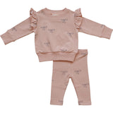 Pink Ribbon Ruffle French Terry Set
