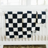 Black and White Checkered Plush Blanket