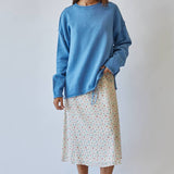 Blue Inside Out Roll Neck Pullover Sweater