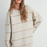 Striped Pattern Drop Shoulder Sweater