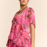 Flower Printed Chiffon Maxi Dress