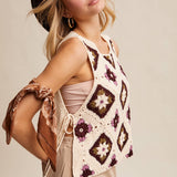 Crochet Granny Square Tassel Tie Vest