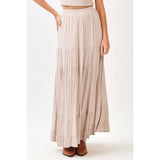 TIERED FLOWY ELASTIC WAIST LINED MAXI SKIRT