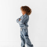 Navy Vintage 1/4th Hoodie-Jogger Set