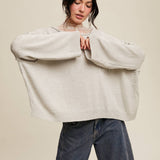 Ash Grey Slouchy Knit Pocket Sweater