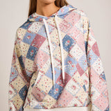 Spring Patchwork Quilted Hoodie