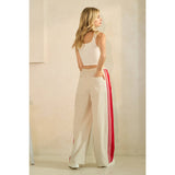 Ivory Sport Striped Wide Legged Pants