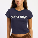 Navy & White Game Day Baby Tee