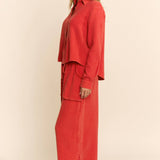 Garment Crop Shirt Top Leg Pants Set