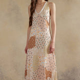 Autumn Patchwork Lace Midi Dress