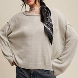 Ash Grey Slouchy Knit Pocket Sweater