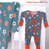 Bamboo Baby Convertible Zipper Pajama Sports Balls