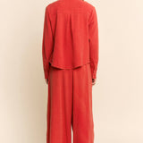 Garment Crop Shirt Top Leg Pants Set