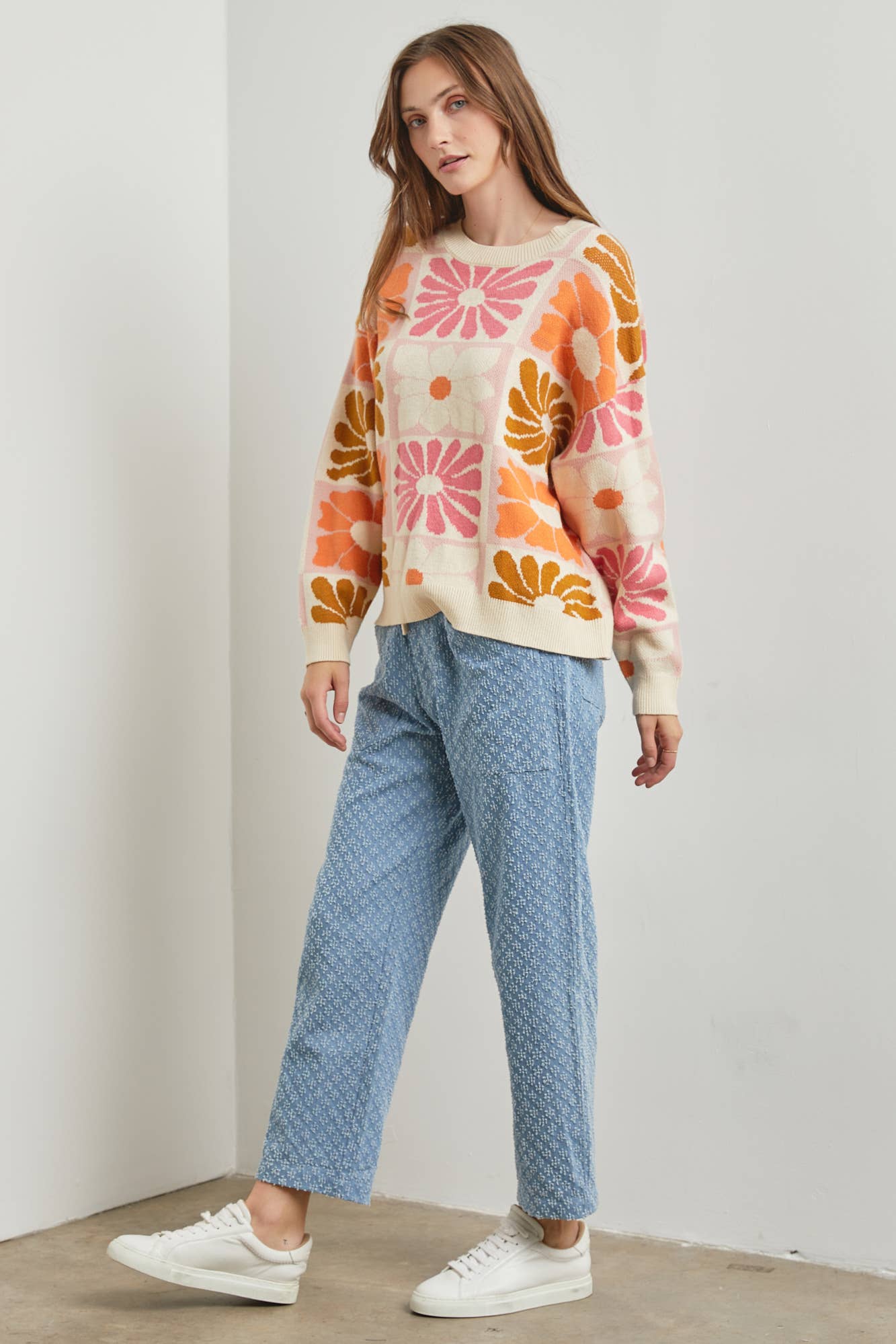 Multi Color Cream Sweater (PLUS SIZE)
