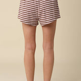 Pink Lena Striped Elastic-Waist Shorts