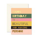 Beautiful and Amazing Colorblock Birthday Greeting Card