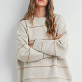 Striped Pattern Drop Shoulder Sweater