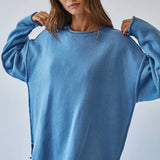Blue Inside Out Roll Neck Pullover Sweater
