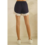Navy Track Shorts with Lace Detail