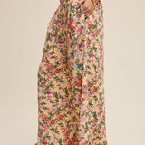 Floral Smocked Wide-Leg Pants