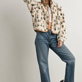 Floral Print Fluffy Fleece Sherpa Jacket