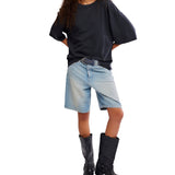 Free People Black Perfect Oversized Tee