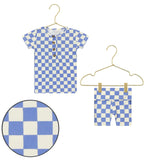 Jet Blue Checkered Short Set