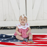 Gingham Flag Smocked Bubble Romper